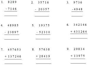 Long Addition and Subtraction Worksheets