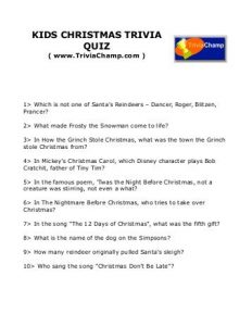 Printable Christmas Trivia Games