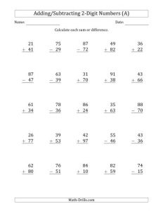 Single and Double Digit Addition and Subtraction Worksheets