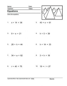 Solving Two Step Equations Addition and Subtraction Worksheet