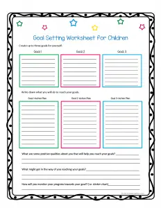 2nd Grade Goal Setting Worksheet