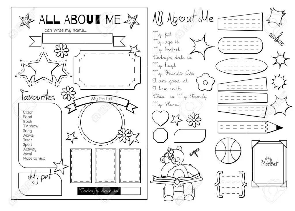 33 Pedagogic 'All About Me' Worksheets | KittyBabyLove.com