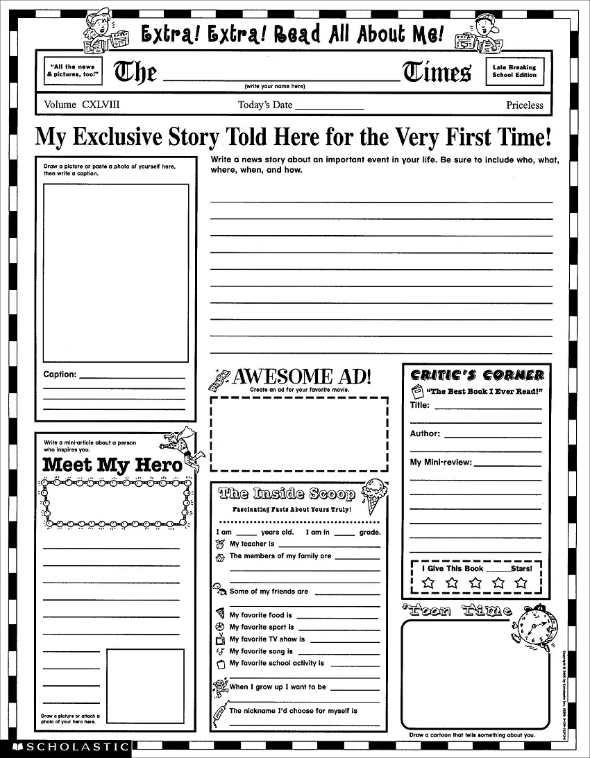 33 Pedagogic 'All About Me' Worksheets | KittyBabyLove.com