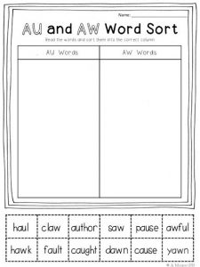 Aw Phonics Worksheets