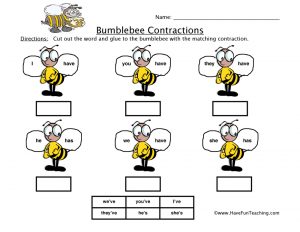 Contractions Cut and Paste Worksheet