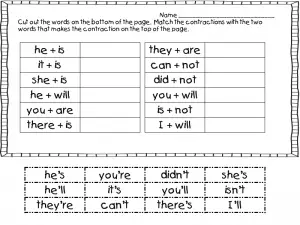 Contractions Worksheet 2nd Grade