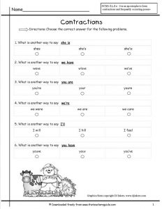 Contractions Worksheet Answers