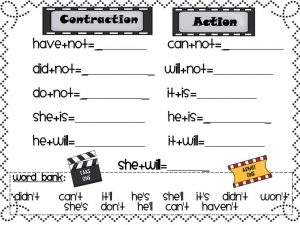 Contractions with Not Worksheets Printable