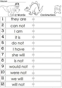 ESL Contractions Worksheet