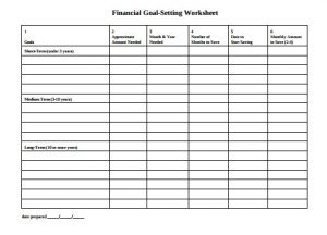 Financial Planning Goal Setting Worksheet