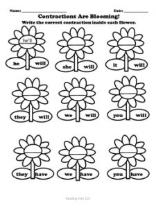 Free Contractions Exercises Worksheets