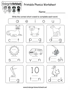 Free Phonics Worksheets