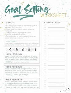 Goal Setting Tracking Steps Worksheet