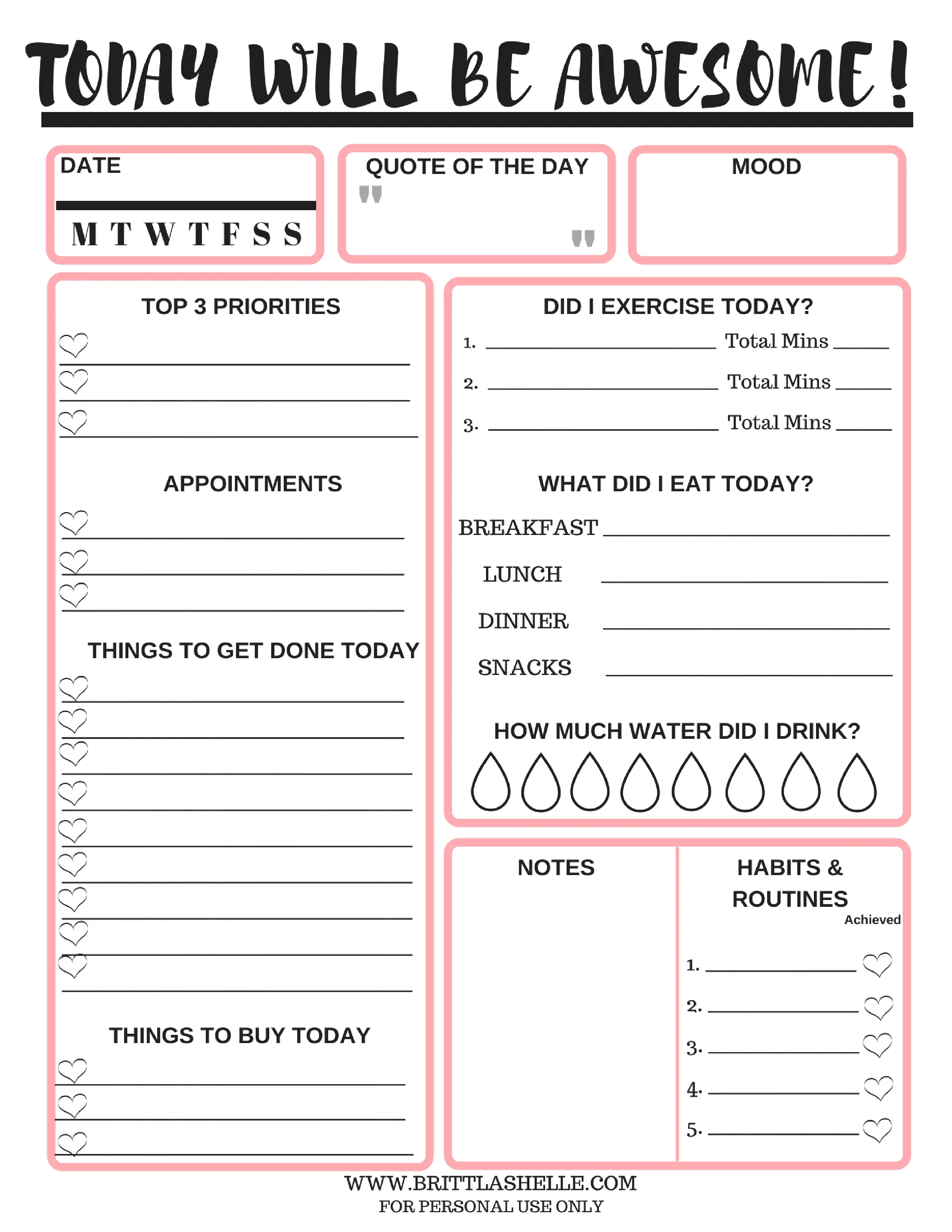 Free Printable Monthly Goal Sheets