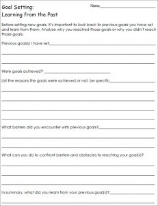 Goal Setting Worksheet for Young Adults