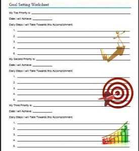 Goal Setting Worksheet for Youth