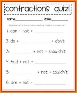 Learning Contractions Worksheets
