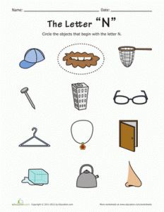 Letter N Phonics Worksheets