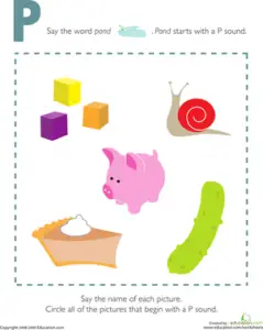 Letter P Phonics Worksheets