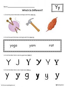Letter Y Phonics Worksheets