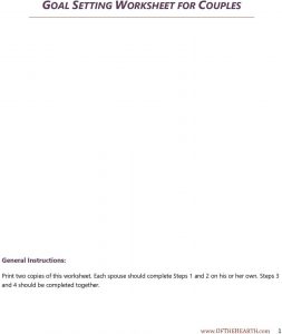 Marriage Goal Setting For Couples Worksheets