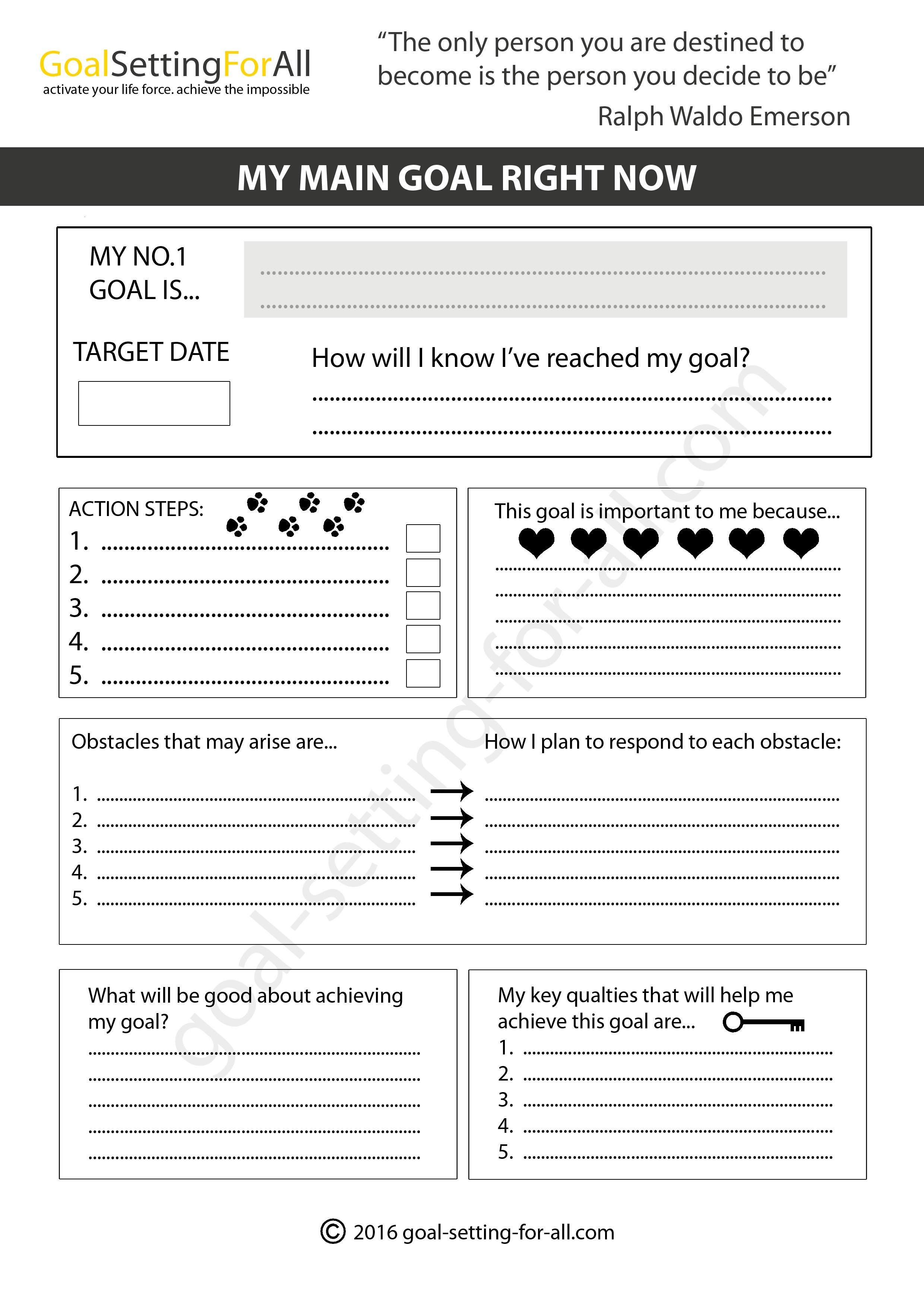 70 Effective Goal Setting Worksheets | KittyBabyLove.com