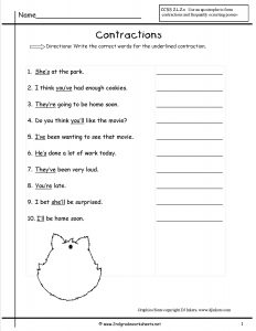 Using Contractions in Sentences Worksheet