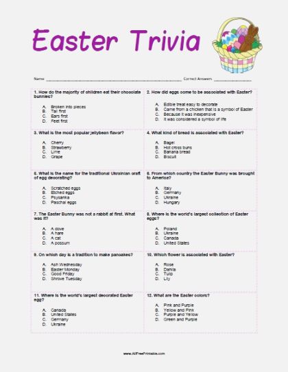 Fun Easter Trivia Questions And Answers For Adults Fun Guest