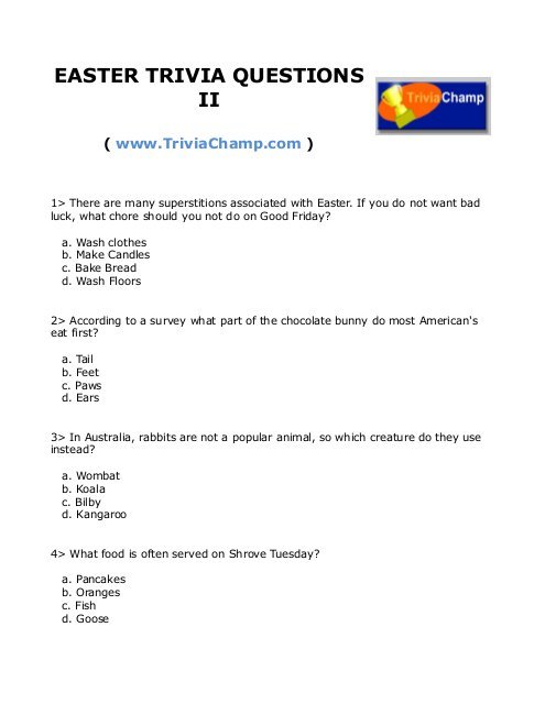 24 Exciting Easter Trivia for Oneself toward Extensive image about Animal Trivia Questions and Answers Printable called 24 Entertaining Easter Trivia for Oneself in the direction of Extensive