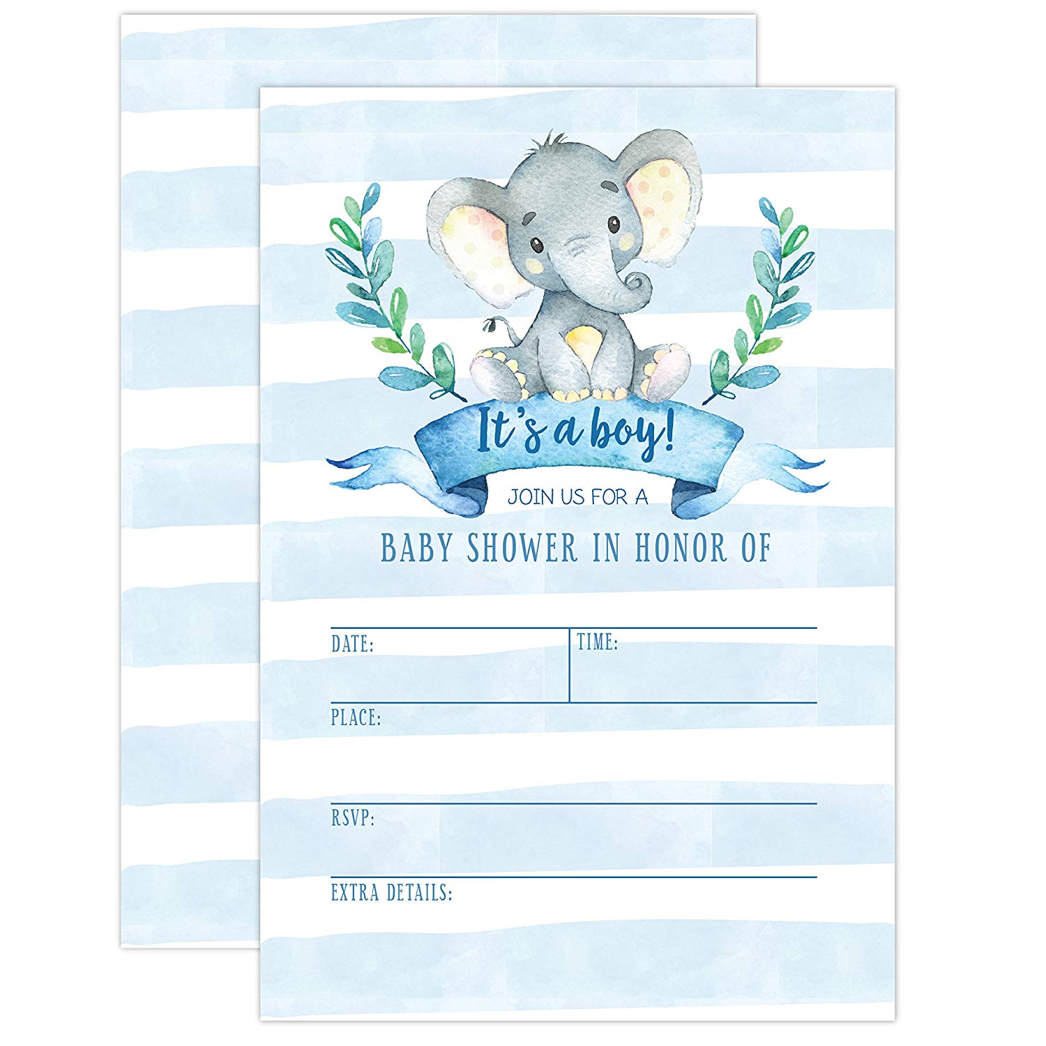 13 Elephant Baby Showers Invitations for Boys | KittyBabyLove.com