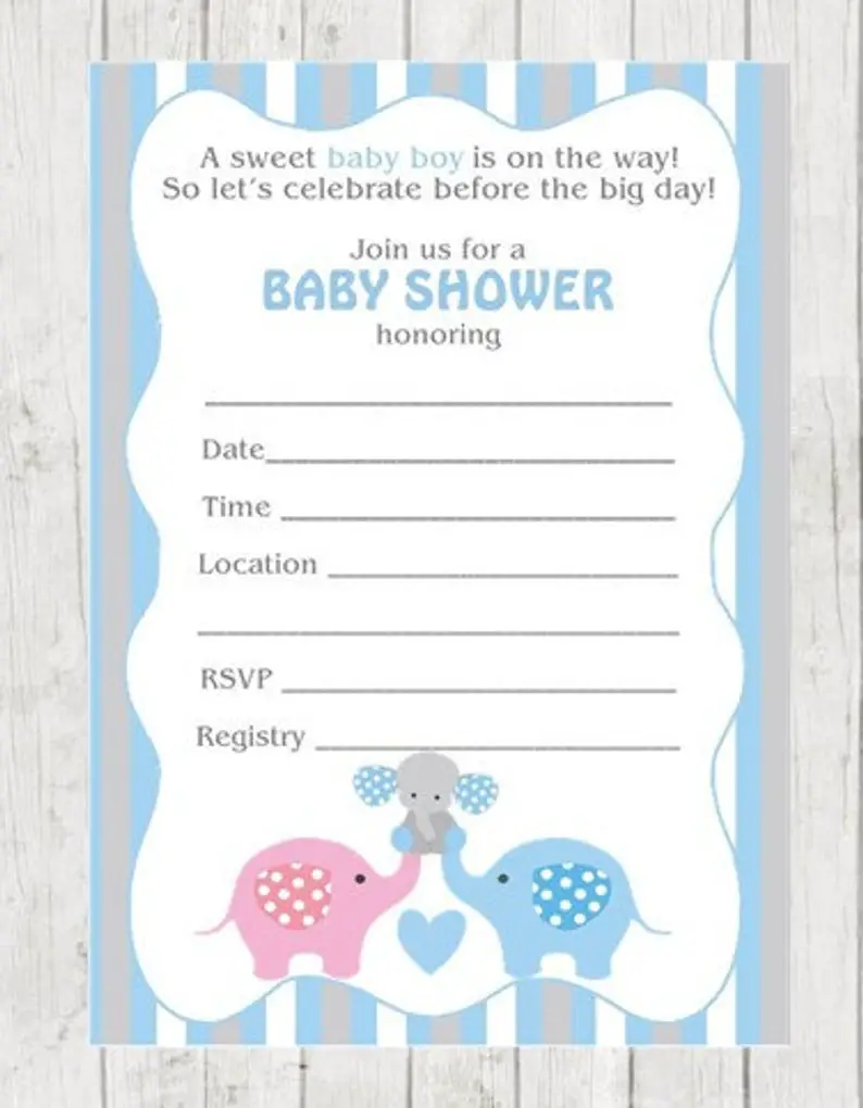 13 elephant baby showers invitations for boys blank baby shower invitations