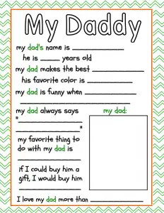 14 Adorable Father's Day Questionnaires | KittyBabyLove.com