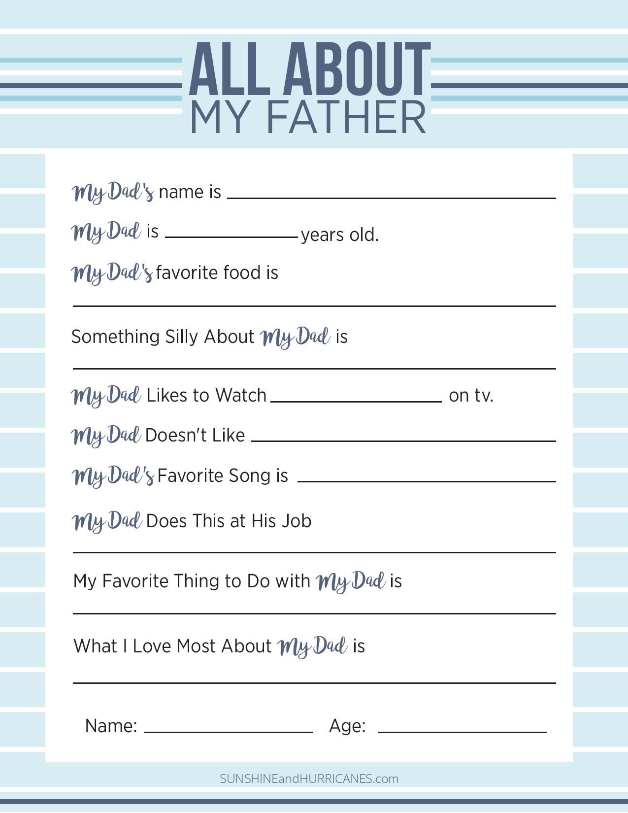 14 adorable fathers day questionnaires kittybabylovecom