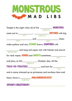 13 Spooky Halloween Mad Libs | KittyBabyLove.com
