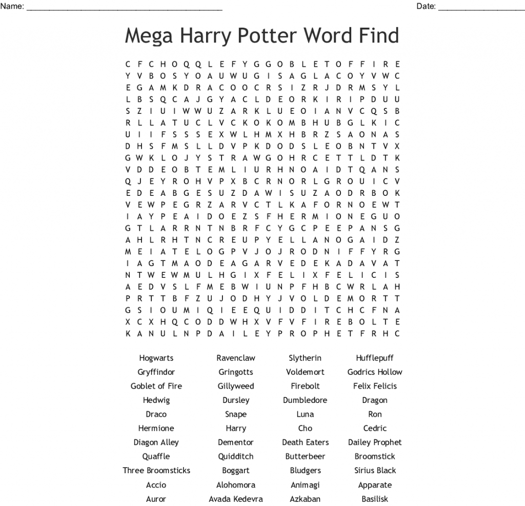 14 magical harry potter things word search printables kittybabylovecom