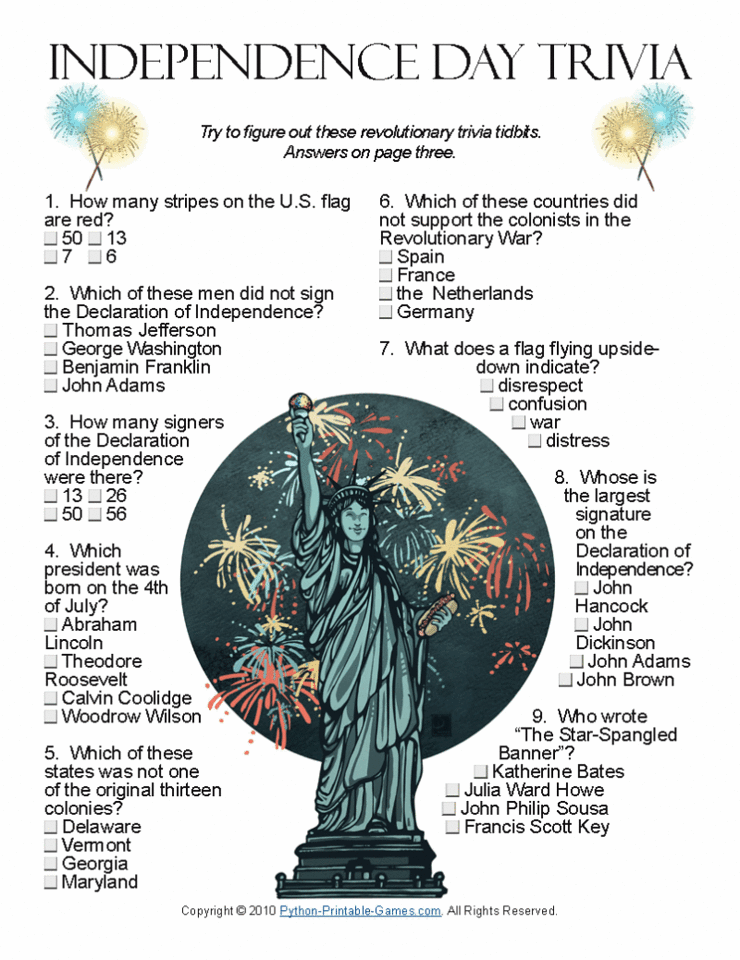 18 Informative 4th Of July Trivia Kitty Baby Love