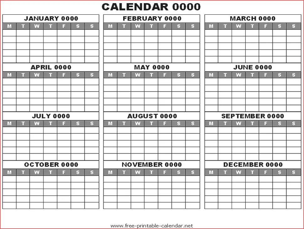 32 Helpful Blank Monthly Calendars | KittyBabyLove.com
