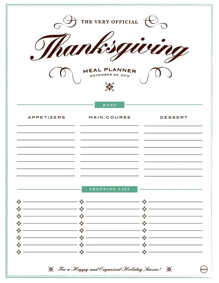 13 Useful Thanksgiving Meal Planners - Kitty Baby Love