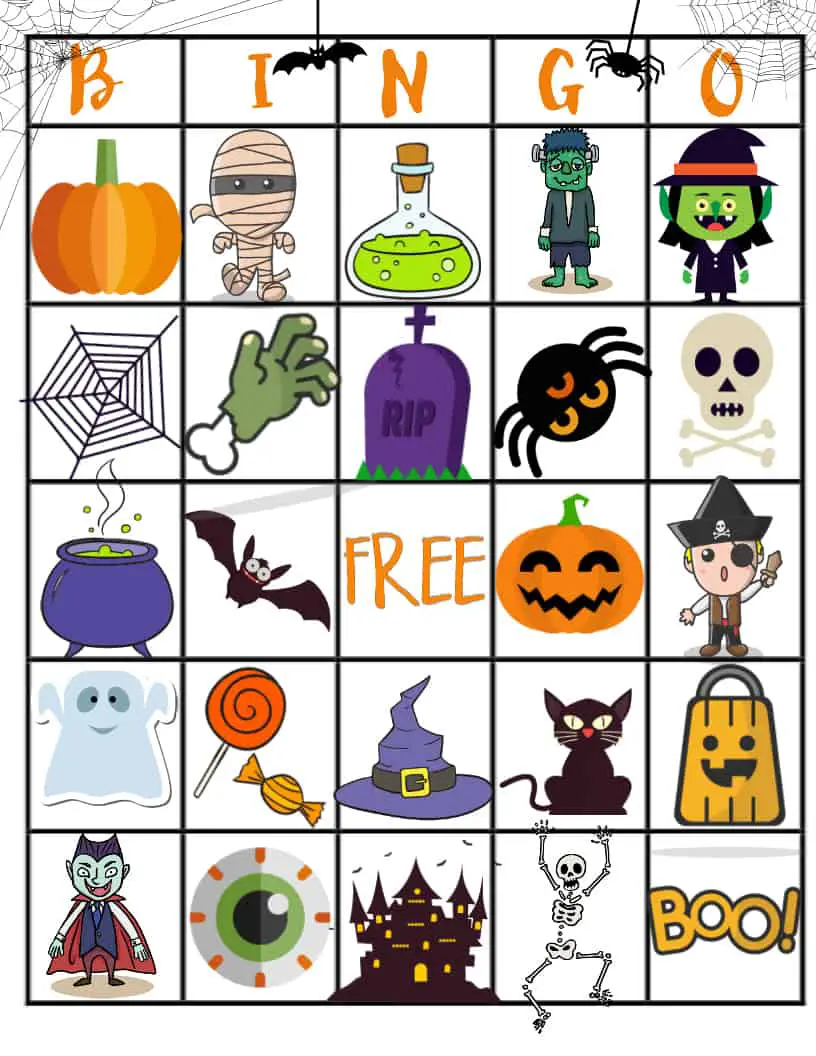 Free printable halloween bingo cards with numbers printable