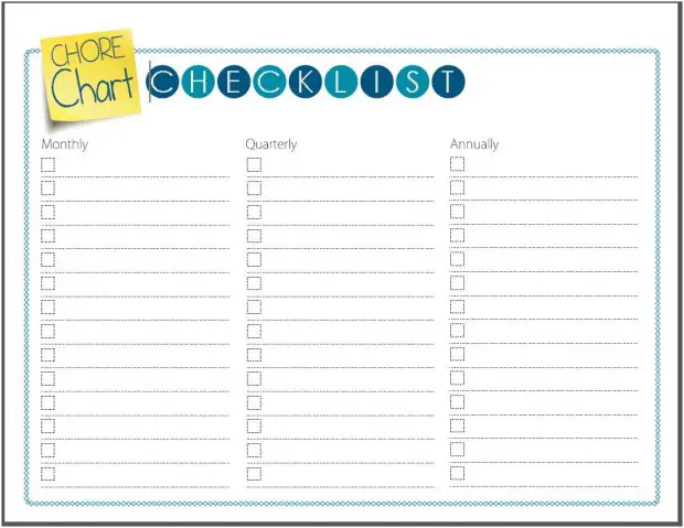 Fill In Chore Chart Printable