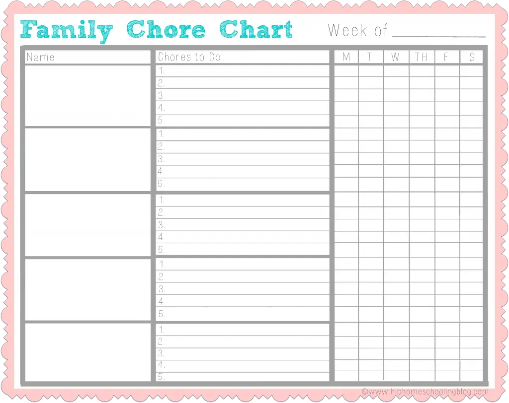 4 Person Chore Chart