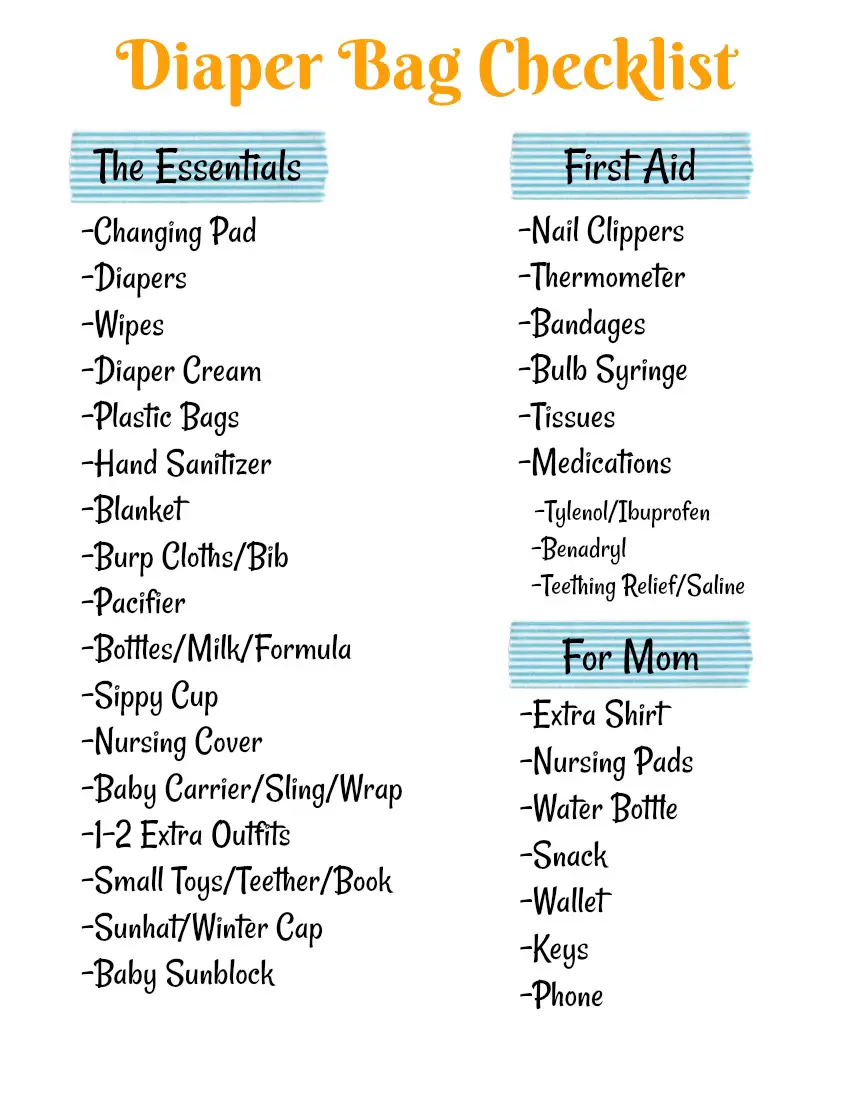 diaper bag newborn checklist