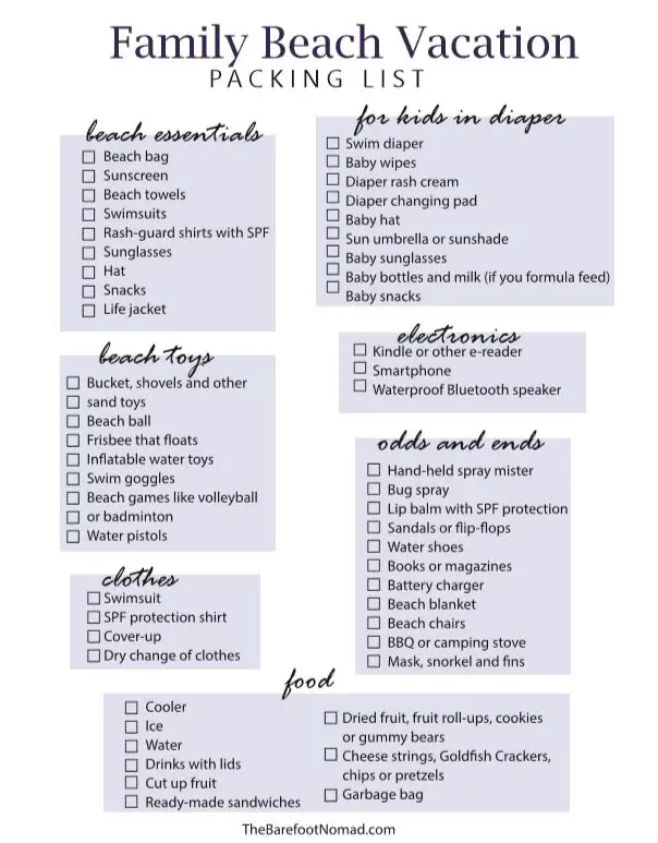 22 practical beach checklists kittybabylovecom