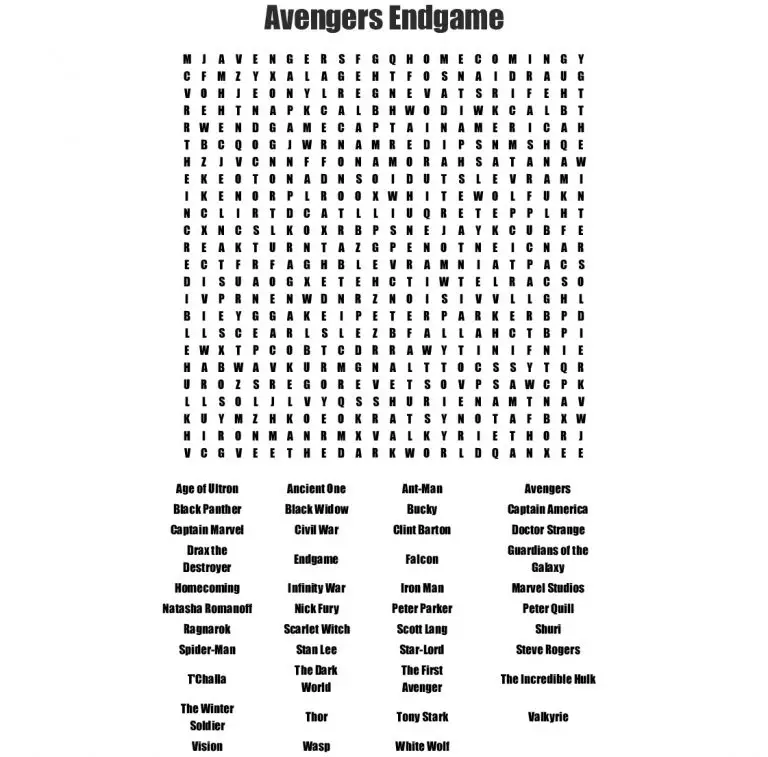 10 avengers word searches kittybabylovecom