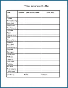 Car Maintenance Checklist Spreadsheet