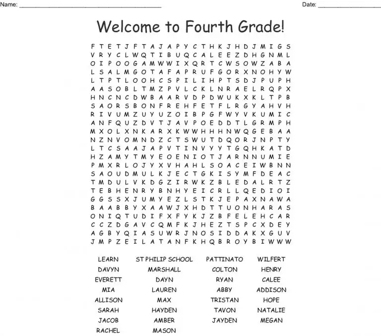 26 fun yet educative 4th grade word searches