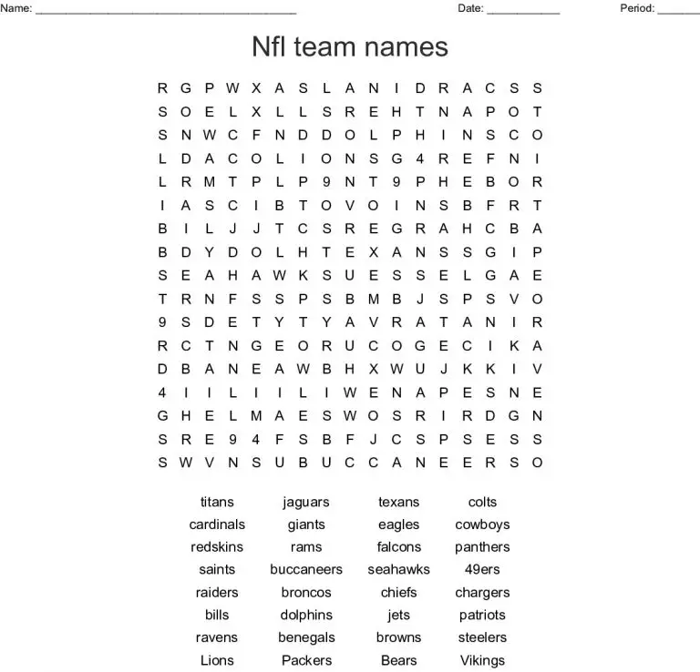 10 exciting nfl teams word searches kittybabylovecom
