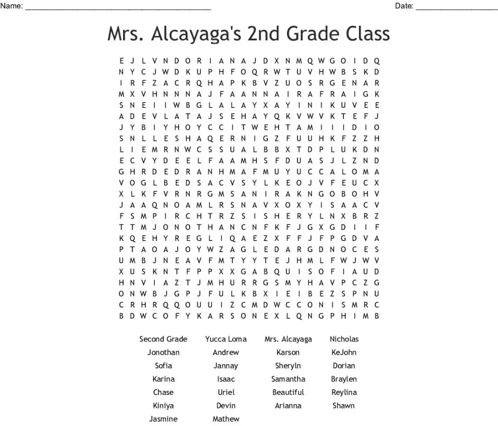 20 enjoyable 2nd grade word search sheets kittybabylovecom