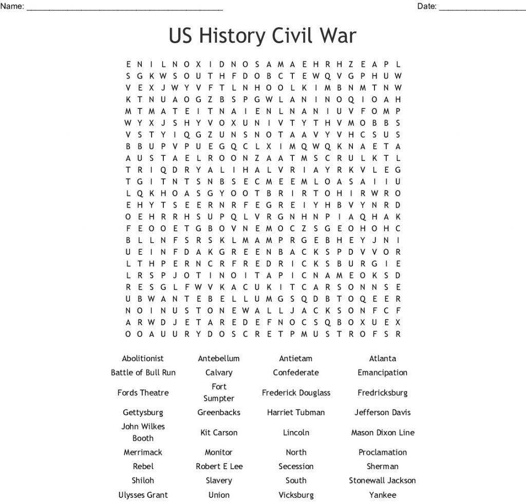 11 civil war word search puzzles kittybabylovecom